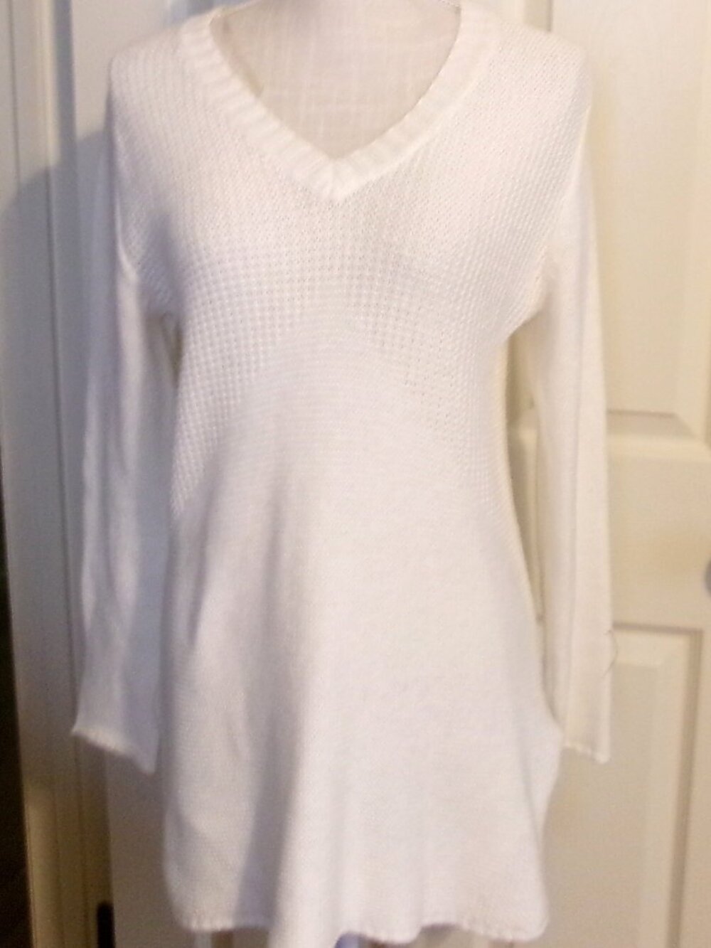 Prana White Long Sweater or Mini Dress With Long Sleeves  Size S